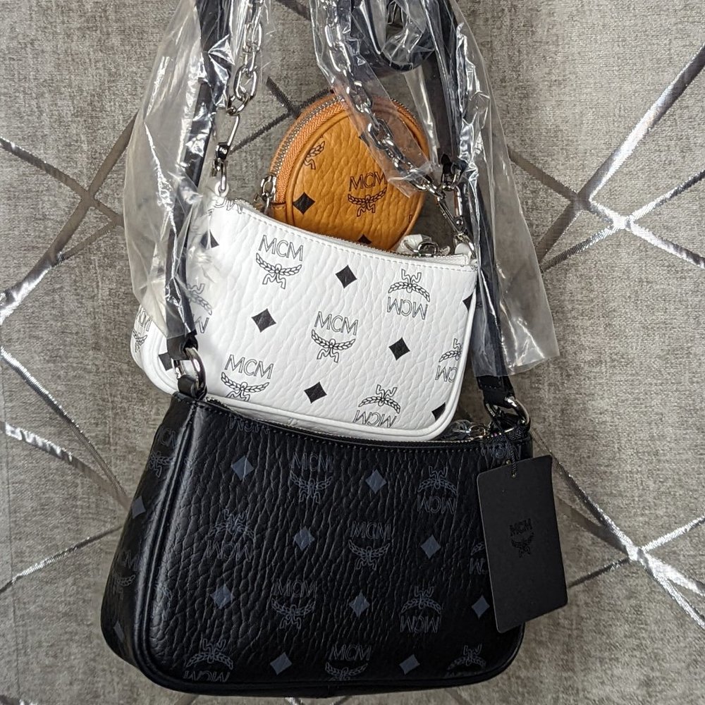 MCM Trio In Visetos Tri Layer Crossbody Bag